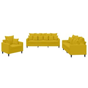 vidaXL Set de canapele cu perne, 3 piese, galben, catifea