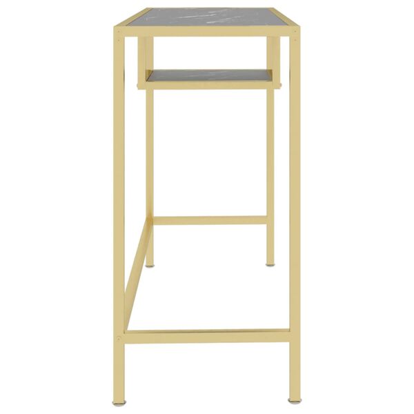 vidaXL Birou calculator, negru marmură, 100x36x74 cm sticlă securizată