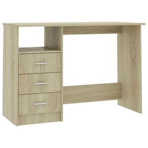 vidaXL Birou cu sertare, stejar Sonoma, 110 x 50 x 76 cm, PAL