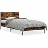 vidaXL Cadru de pat, stejar fumuriu, 75x190cm, lemn prelucrat și metal