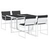 vidaXL Set mobilier de grădină, 5 piese, cu perne, alb, textilenă