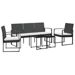 vidaXL Set mobilier de grădină cu perne, 5 piese, negru, PP ratan