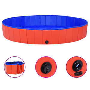 vidaXL Piscină pentru c&acirc;ini pliabilă, roșu, 200 x 30 cm, PVC