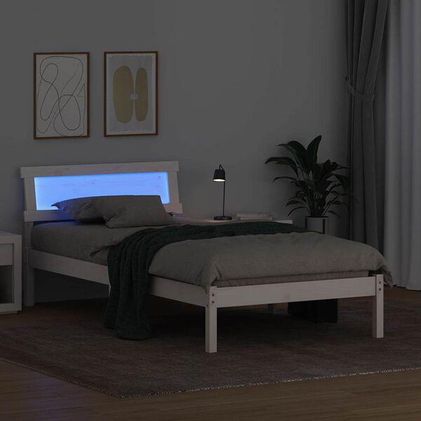 vidaXL Cadru de pat cu headboard Alb 80 x 200 cm Lemn de pin masiv