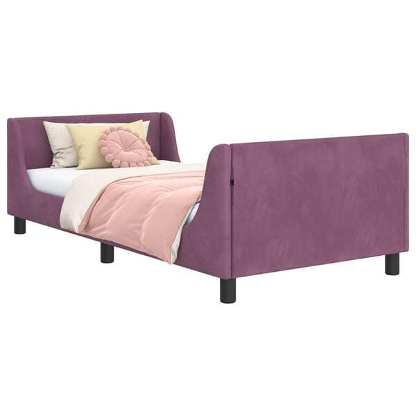 vidaXL Cadru de pat pentru copii cu spătar Violet 80 x 200 cm Catifea