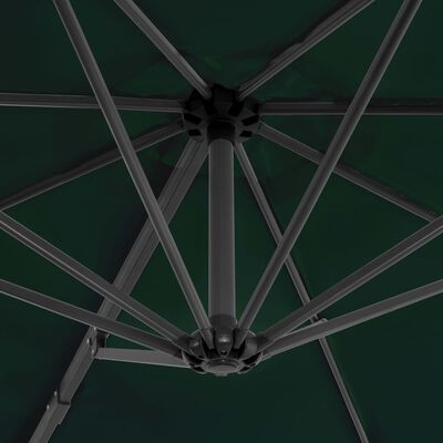 vidaXL Umbrelă suspendată cu stâlp din aluminiu, verde, 300 cm