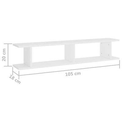 vidaXL Rafturi de perete, 2 buc., alb, 105x18x20 cm, PAL