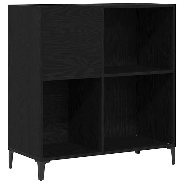 vidaXL Dulap pentru discuri de vinil Stejar Negru 84,5 x 38 x 89 cm