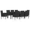 vidaXL Set mobilier de grădină, 9 piese, negru, poliratan și oțel