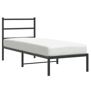 vidaXL Cadru de pat metalic cu tăblie, negru, 75x190 cm