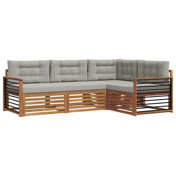 vidaXL Set de canapele de exterior 4 pcs Gri natural și deschis