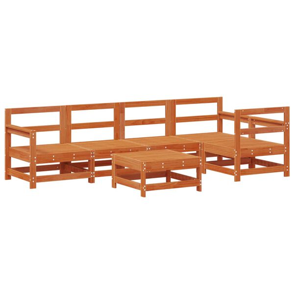 vidaXL Set de lounge pentru grădină 6 pcs Maro Ceară Lemn masiv de pin