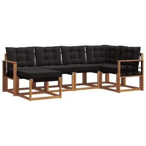 vidaXL Set de canapele de exterior cu pernă 6 pcs Natural și Negru