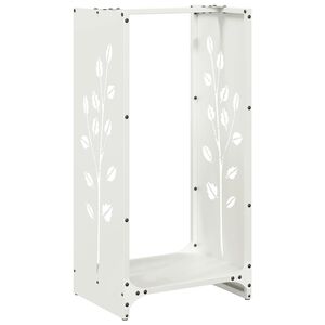 vidaXL Suport pentru lemne de foc alb 40x30x80 cm Oțel laminat la rece