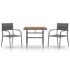 vidaXL Set de mobilier de exterior, 3 piese, gri, poliratan
