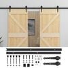 vidaXL Ușă glisantă 2 pcs Natural și Negru Lemn masiv de pin