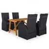 vidaXL Set de masă pentru grădină, 5 piese, negru