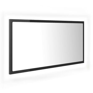 vidaXL Oglindă de baie cu LED, gri extralucios, 90x8,5x37 cm, acril