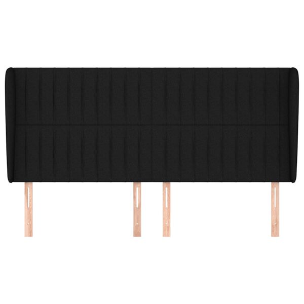 vidaXL Tăblie de pat cu aripioare, negru, 203x23x118/128 cm, textil