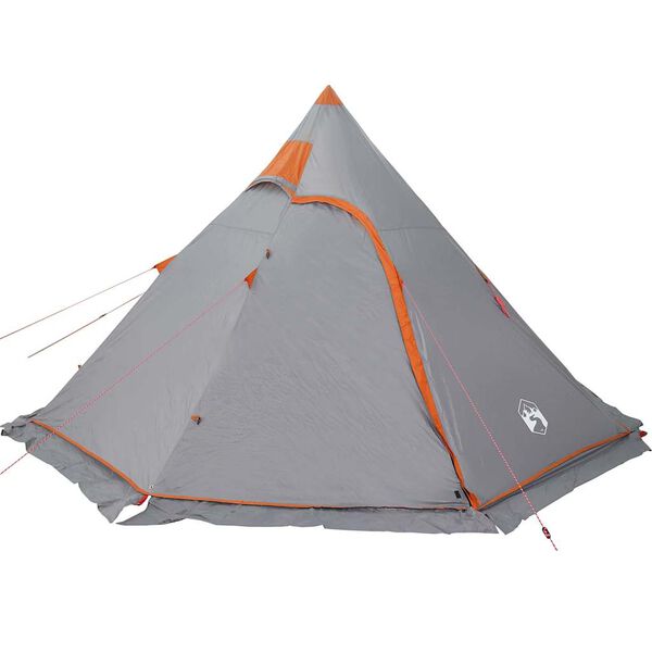 vidaXL Cort de camping tipi pentru 5 persoană, gri, impermeabil