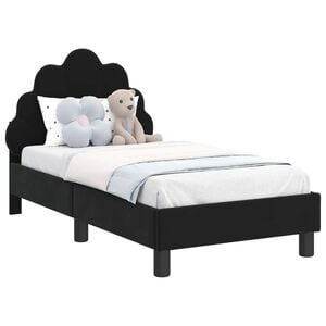 vidaXL Cadru de pat pentru copii cu spătar Negru 70 x 140 cm Catifea