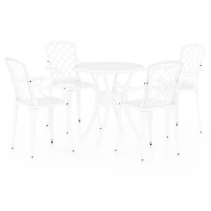 vidaXL Set mobilier bistro, 5 piese, alb, aluminiu turnat