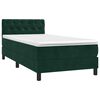 vidaXL Pat box spring cu saltea, verde &icirc;nchis, 80x200 cm, catifea