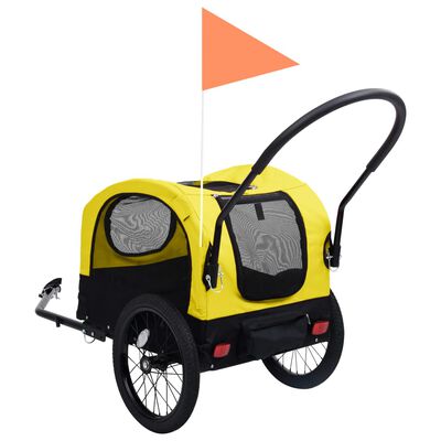 vidaXL Remorcă bicicletă & cărucior 2-în-1 animale, galben și negru