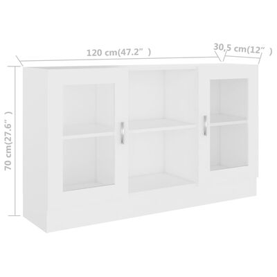 vidaXL Dulap cu vitrină, alb, 120 x 30,5 x 70 cm, PAL