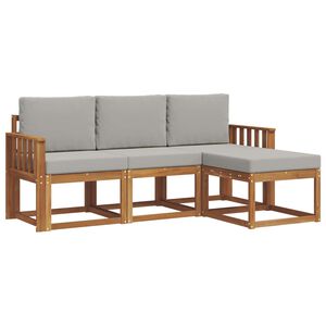 vidaXL Set de canapele de exterior 4 pcs Gri natural și deschis