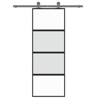 vidaXL Ușă glisantă, negru, 76x205 cm, sticlă securizată și aluminiu