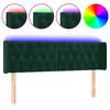 vidaXL Tăblie de pat cu LED, verde &icirc;nchis, 163x16x78/88 cm, catifea