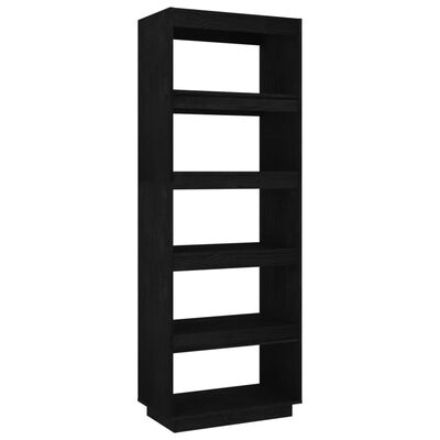 vidaXL Bibliotecă/Separator cameră negru 60x35x167 cm lemn masiv pin