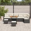 vidaXL Set de canapele pentru grădină cu pernă 9 pcs Negru Rattan poli