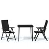vidaXL Set mobilier de grădină, 3 piese, negru