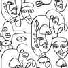 Noordwand Tapet &bdquo;Friends & Coffee Line Art Faces&rdquo;, alb și negru