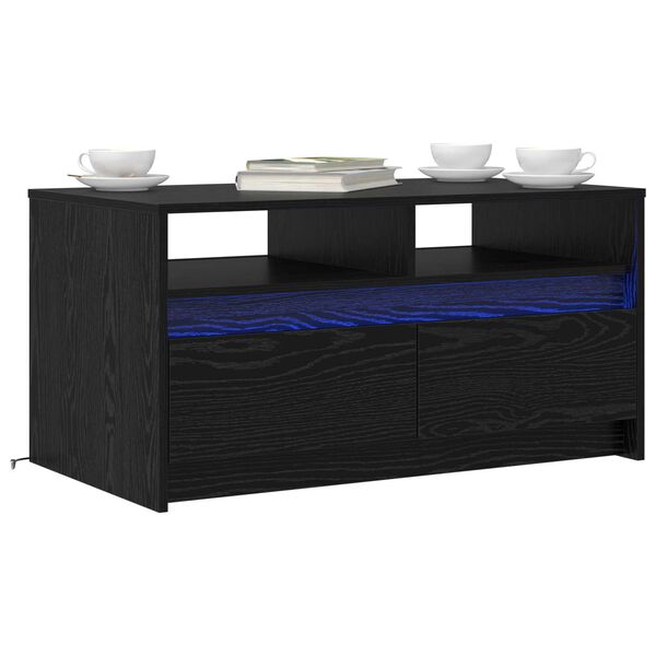 vidaXL Masă de cafea Stejar Negru 90 x 50 x 45 cm Lemn compozit