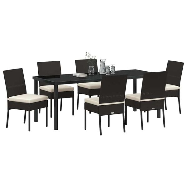 vidaXL Set de masă pentru grădină 7 pcs Negru