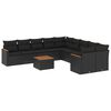 vidaXL Set canapele de grădină cu perne, 11 piese, negru, poliratan