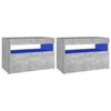 vidaXL Noptieră cu lumini LED, 2 buc., gri beton, 60x35x40 cm