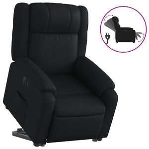 vidaXL Fotoliu rabatabil electric cu ridicare, negru, piele ecologică