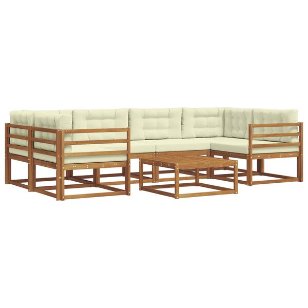 vidaXL Set de canapele de exterior cu pernă 7 pcs Natural și Crem