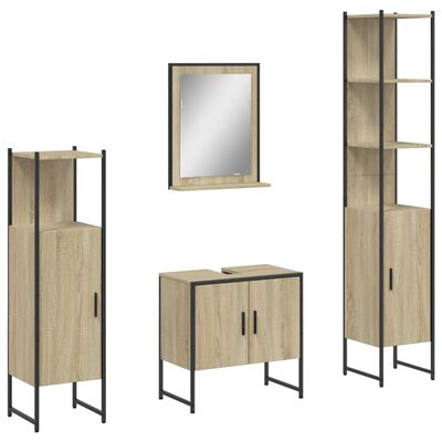 vidaXL Set dulapuri de baie, 4 piese, stejar sonoma, lemn prelucrat