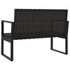 vidaXL Bancă de grădină cu perne, negru, 106 cm, poliratan