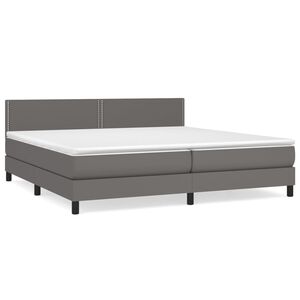vidaXL Pat box spring cu saltea, gri, 200x200 cm, piele ecologică