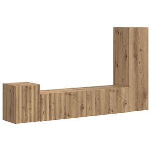 vidaXL Set comodă TV Pe perete 4 pcs Stejar Artizanal Lemn compozit