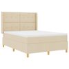 vidaXL Pat cu arcuri cu saltea cu headboard Crem 140 x 190 cm țesătură