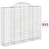 vidaXL Coș gabion arcuit, 15 buc., 200x30x160/180 cm, fier galvanizat