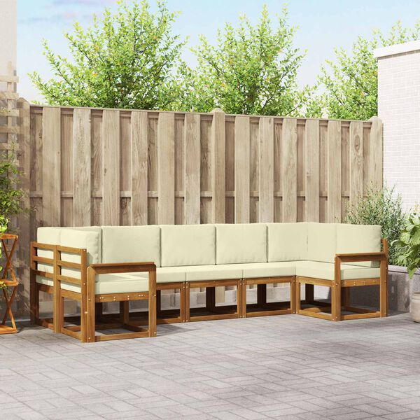 vidaXL Set de canapele de exterior cu pernă 7 pcs Natural și Crem