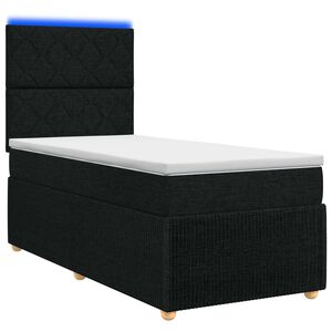 vidaXL Pat cu arcuri LED și saltea Negru 80 x 200 cm Țesătură